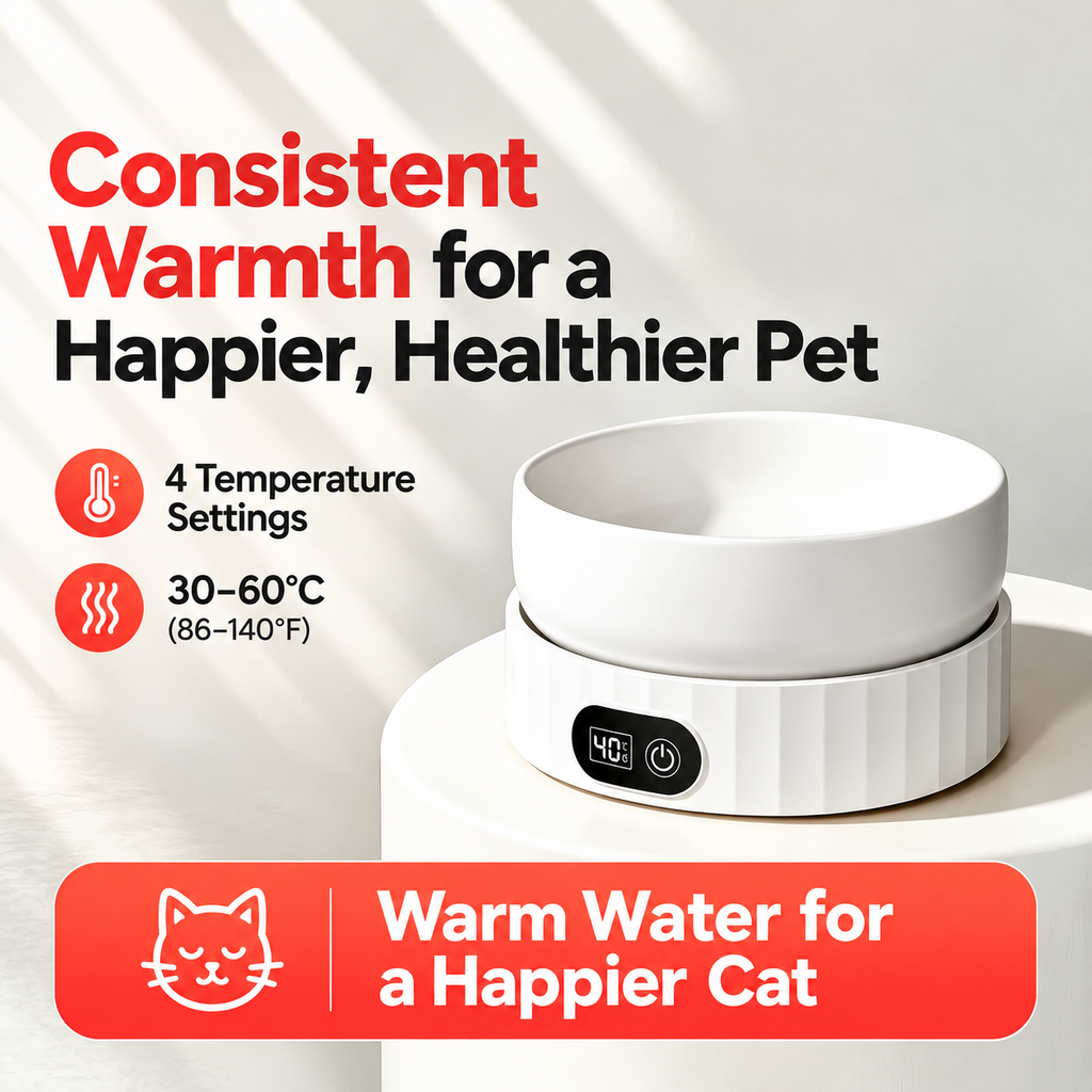 4 Pet Heated Water & Food Bowls for Cats & Dogs | Winter Dual Use Water Fountain
