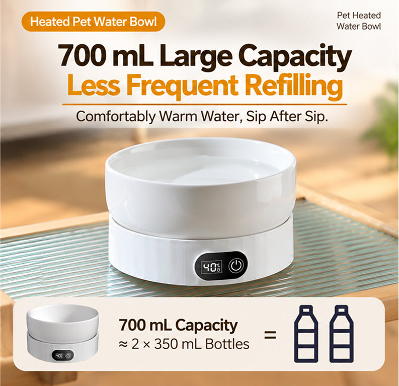 4 Pet Heated Water & Food Bowls for Cats & Dogs | Winter Dual Use Water Fountain