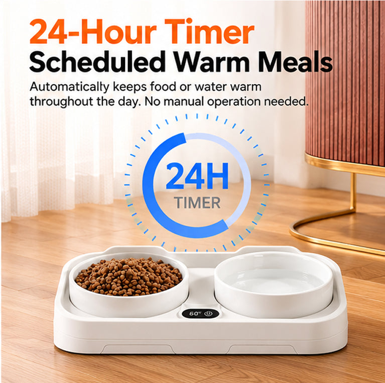 4 Pet Heated Water & Food Bowls for Cats & Dogs | Winter Dual Use Water Fountain
